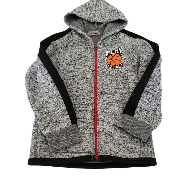 2 For $5 Sale Victory League Boys Gray Knit Basketball Hoodie Sweater Size 5|6 - Picture 1 of 8